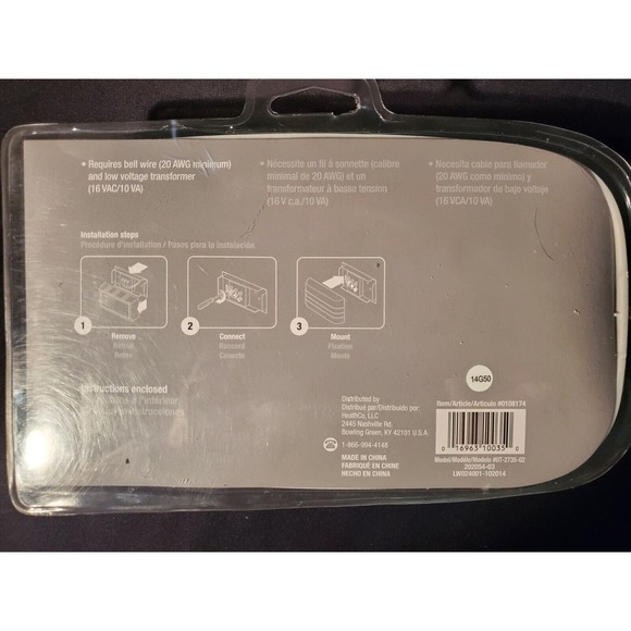 Utilitech Hard Wired Doorbell (0108174): 2 Melodies, White - NEW - Picture 2 of 3